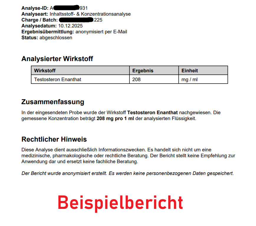 Anonyme Probenanalyse – diskret & zuverlässig - Testzeitraum: Anfang März 2026.